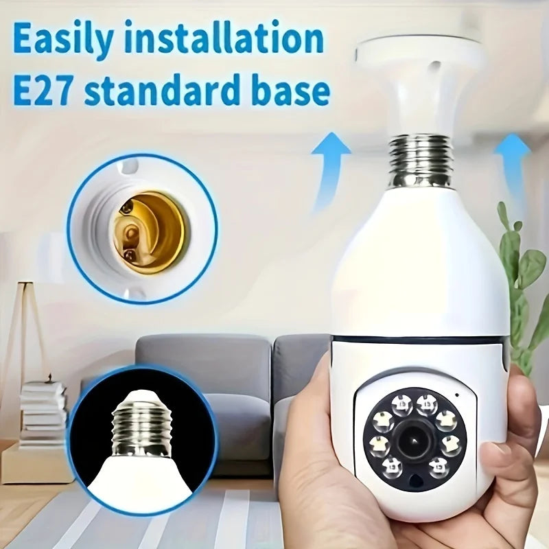 2PC Ease Life APP-Light Bulb Security Cameras Indoor Outdoor Wireless WiFi Camera 2.4GHz, 360 Degree, E27 Light Socket Screw In