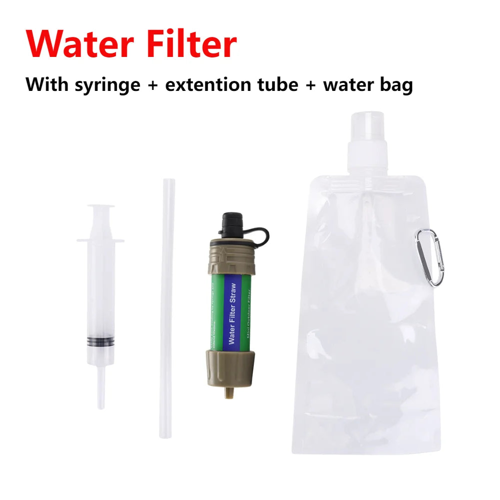 Water Filter Straw For Drinking Water Rainwater Filter Survival Pure Water Purifier Filtering Straw Tools Emergency Accessories
