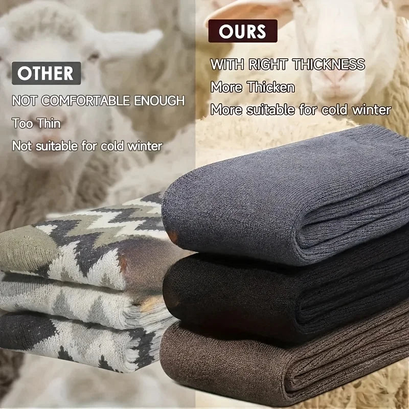 Men's Winter Velvet Snow Socks, 3-Pairs. Plush, warm & knitted for US 9-11. Perfect outdoor/work gift!