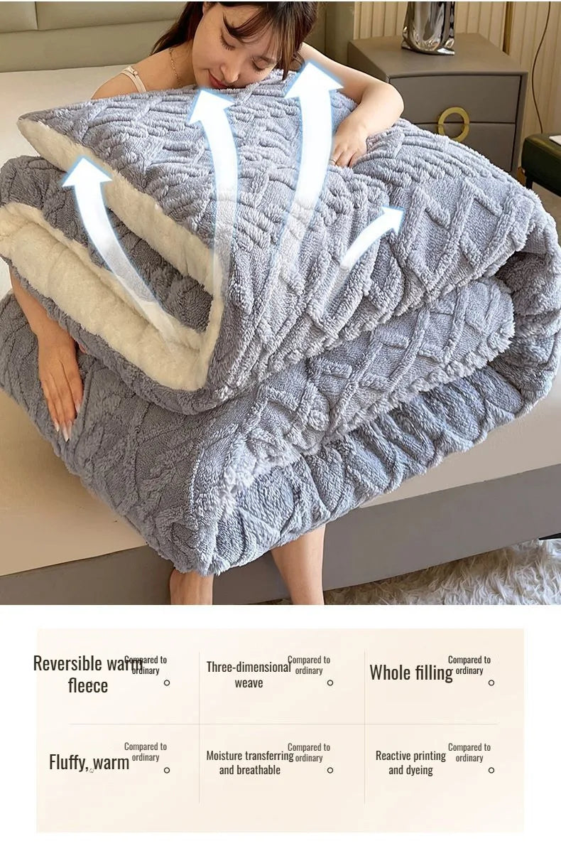 Comfortable double-sided velvet quilt core bedroom velvet thickened blanket home lamb fleece quilt warm quilt core comfortable