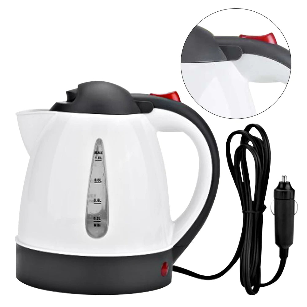 1000 ML Car Hot Kettle Portable Water Heater Auto Shut-Off 12/24 V Travel Electric Kettle Large Capacity Tea Coffee Kettle 250 W