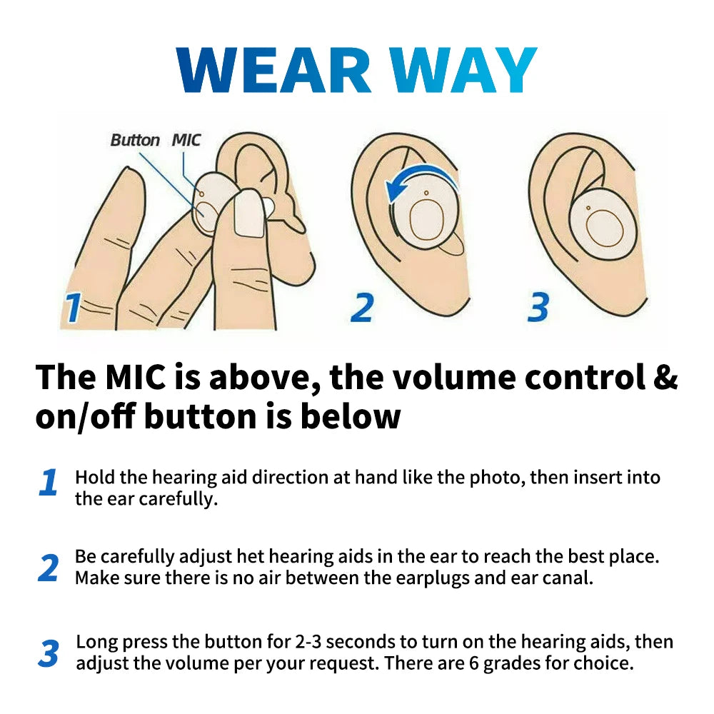 JINGHAO Hearing Aids Sound Amplifier Rechargeable Sound Enhance For Elderly Father Mother Gift Beige