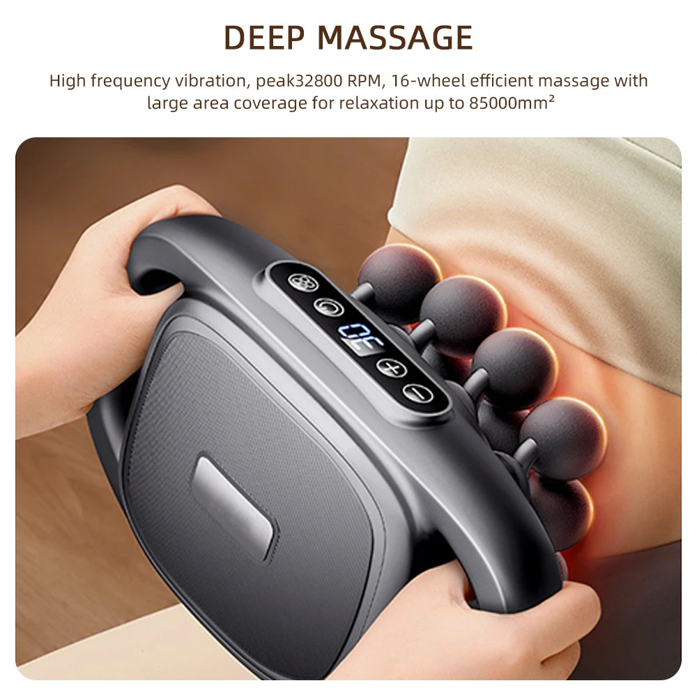 High-Frequency Vibration Full-Bbody Massage Gun Back, Waist, Neck and Shoulder Massager muscle Massager 12/16-Head fascia Gun