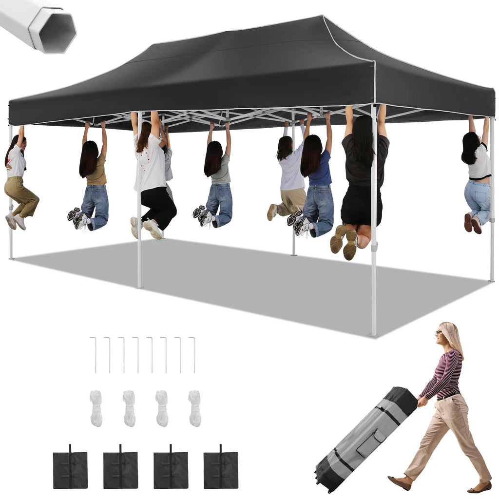 10x20 Heavy Duty Pop Up Canopy Tent for Parties Event Wedding Commercial Instant Canopy with Roller Bag, Party Tent Waterproof
