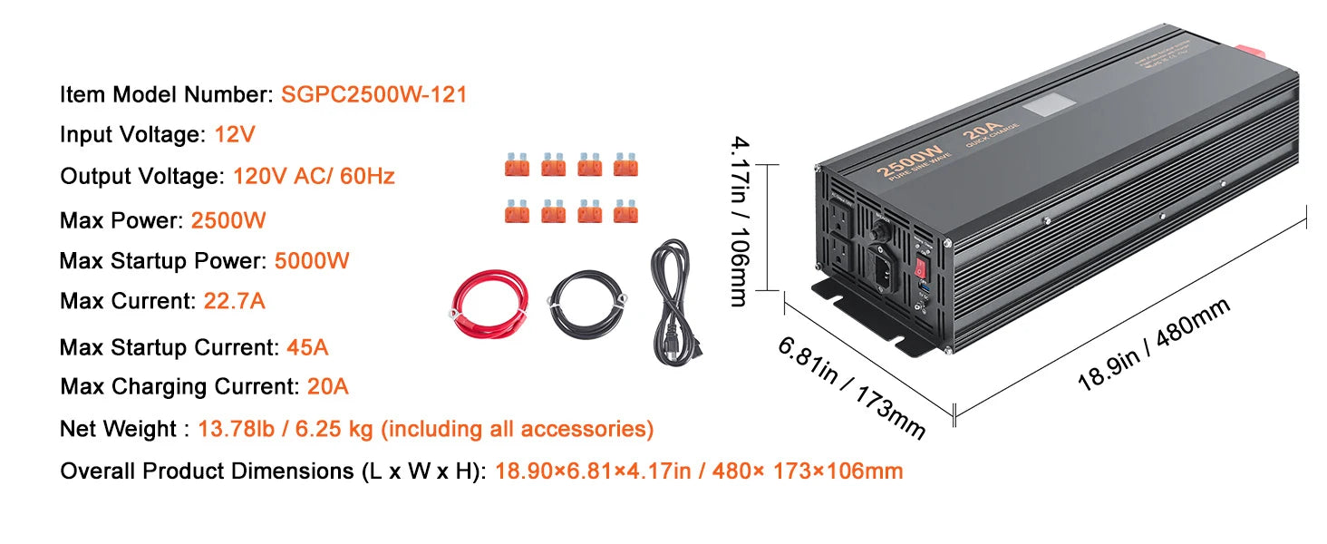 SucceBuy 2000W/2500W Sump Pump Battery Backup System LCD Display Auto Switches to Battery Inverter Power for Emergency Power Use