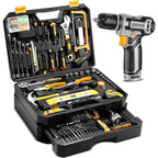 Tool Kit Box Drill Set Home Mechanic Toolbox with 12V Power Cordless Drill Hand Repair Tools Set