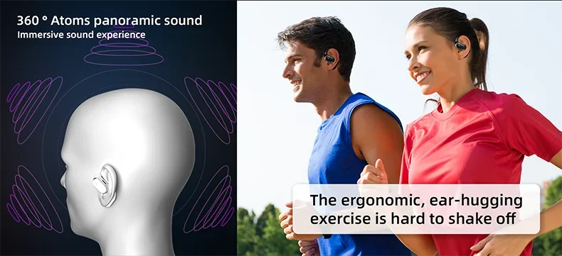 2025 New Open Ear OWS Earphones Bluetooth 5.4 Wireless Headphones HiFi Sound Headset Touch Control TWS Earbuds 10 Hours Playback