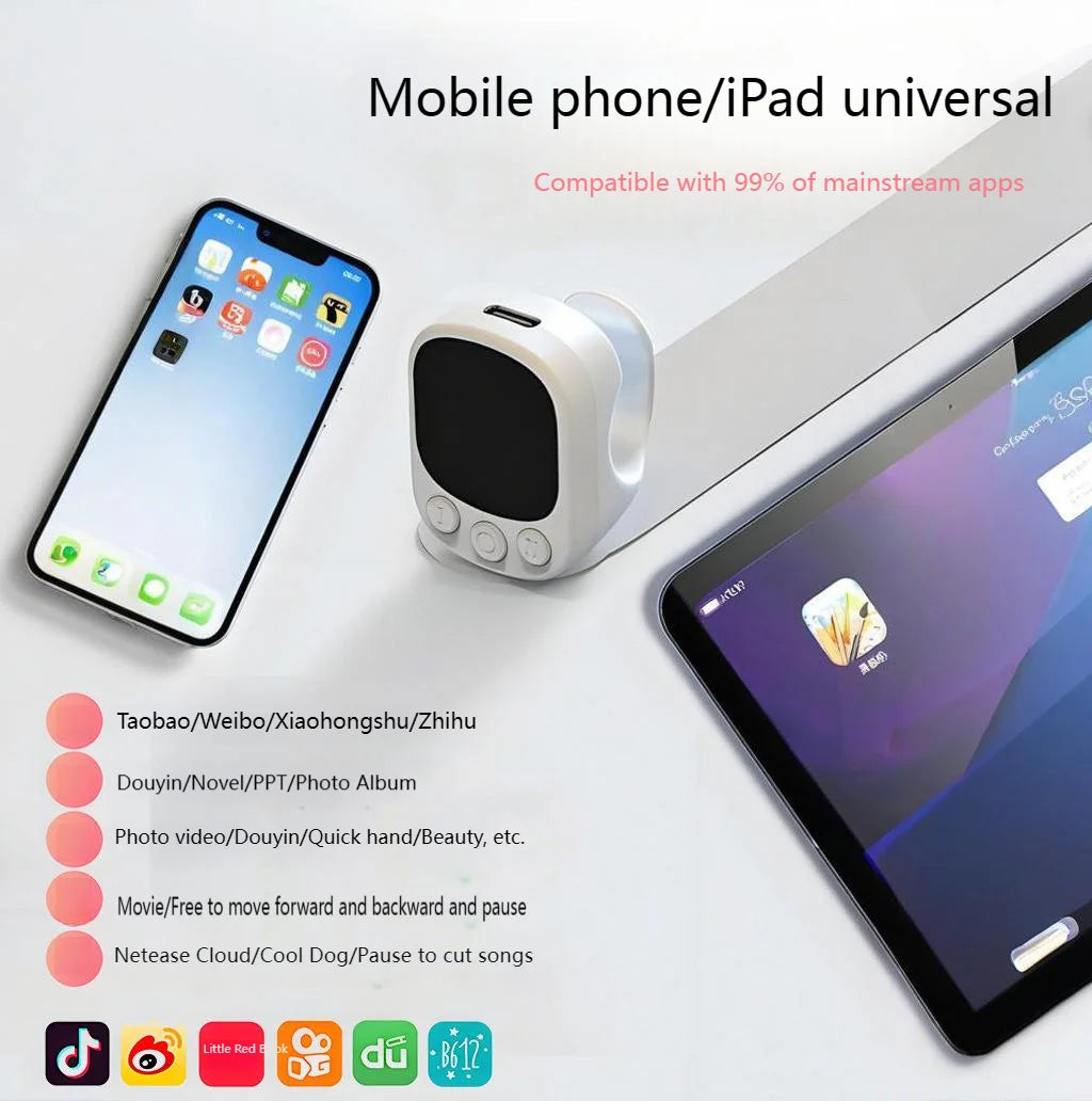 Wireless Bluetooth Ring Mouse With Touch Screen Remote Control Lightweight Tiktok YouTube Mini Air Mice For iOS Android Tablet