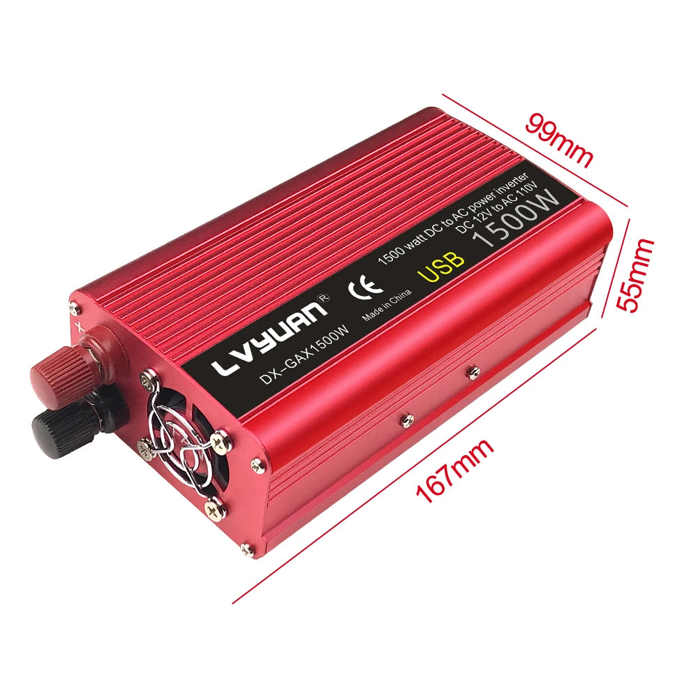 1500W/2000W/2600W Car Inverter DC12V AC110V Power Inversor Portable Outdoor Charger Adapter For Phone/Laptop/Camera US Socket