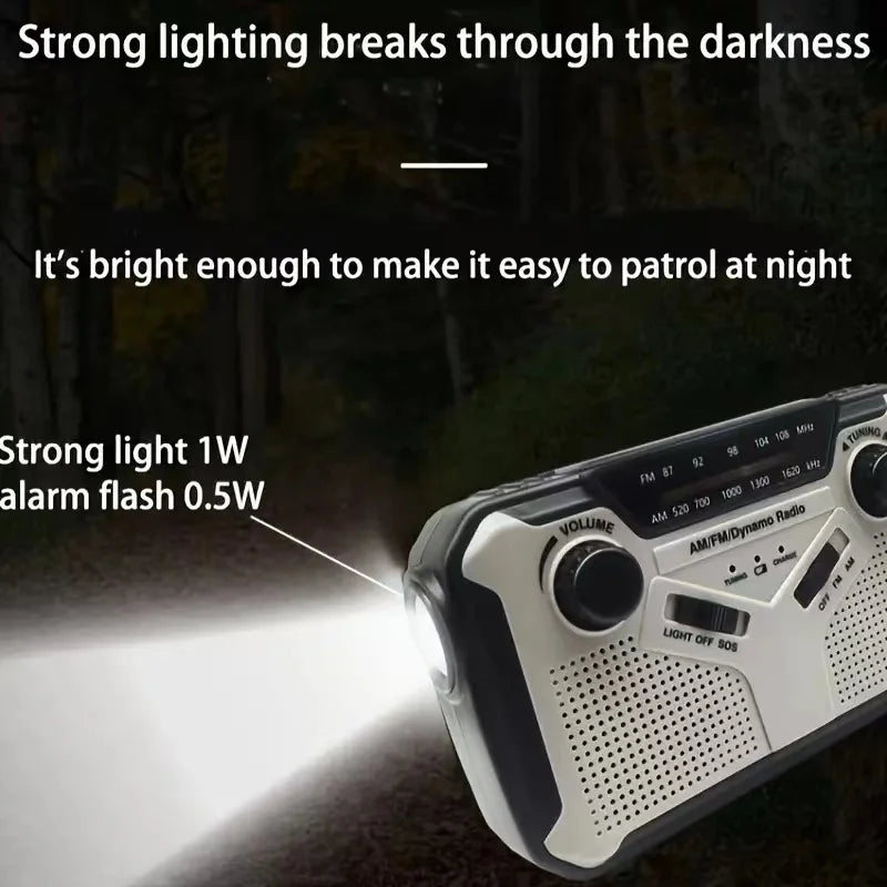 Solar Radio, AM/FM Portable Crank Radio Dynamo Emergency Radio with 4000 mAh Rechargeable Battery, LED Torch, SOS Alarm for Camp
