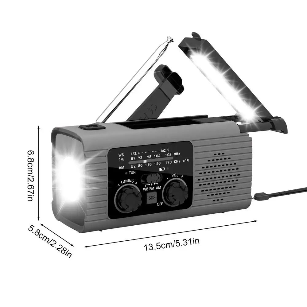 Solar Radio Flashlight For Camping Portable Hand Crank Weather Radio AM/FM/NOAA Radio Crank Radios 3 Way Charging Survival Radio