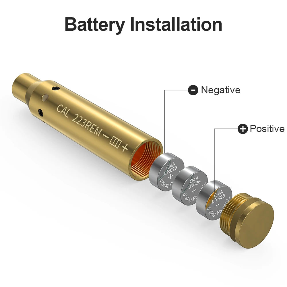 223REM Optics Cartridge Red Dot Laser Bore Brass Bore Boresighter For Pistol Rifle Scope Hunting Accessories 6 Batte