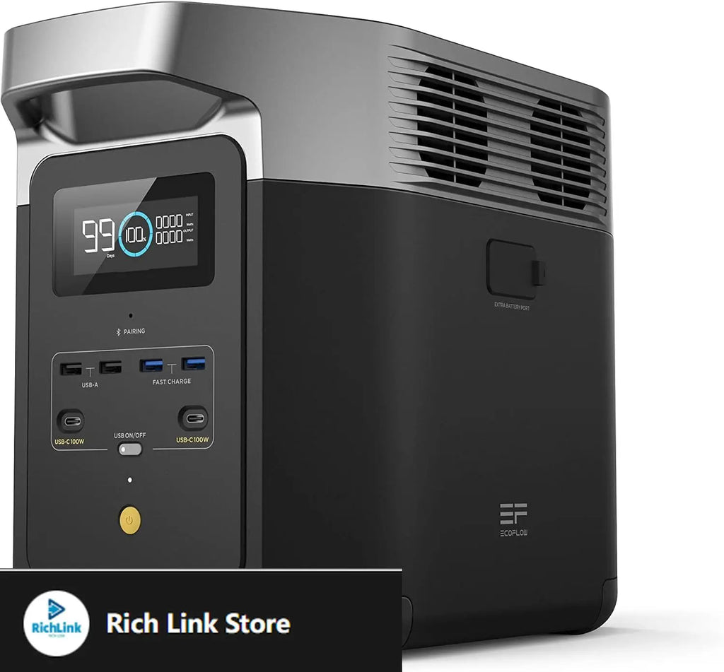 Portable Power Station Delta 2, 1024Wh LiFePO4 (LFP) Battery, 1800W AC/100W USB-C Output