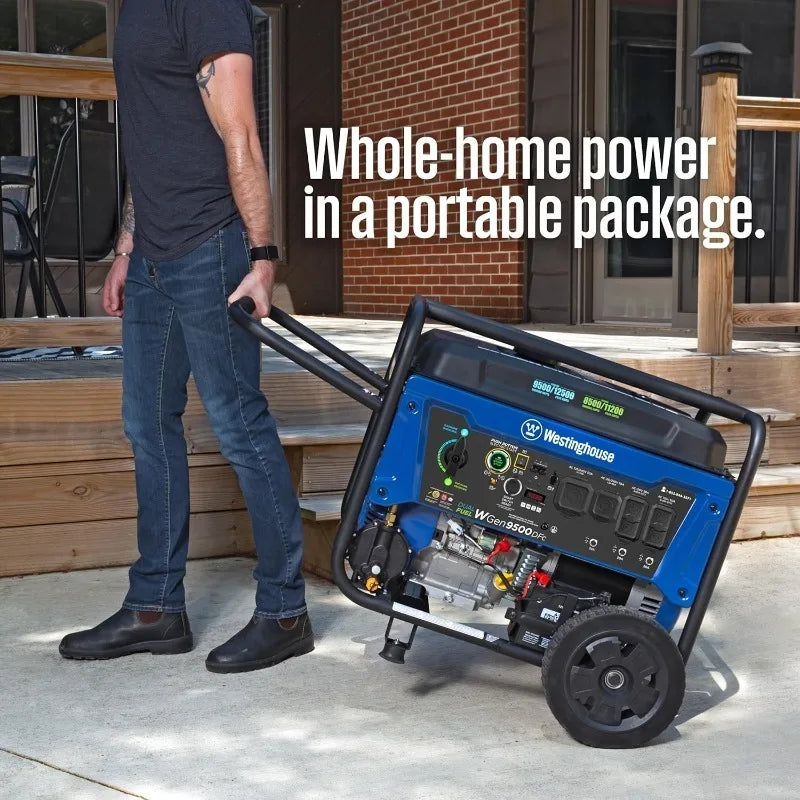 12500W Dual Fuel Portable Generator - Remote Start, CO Sensor, Transfer Switch Ready