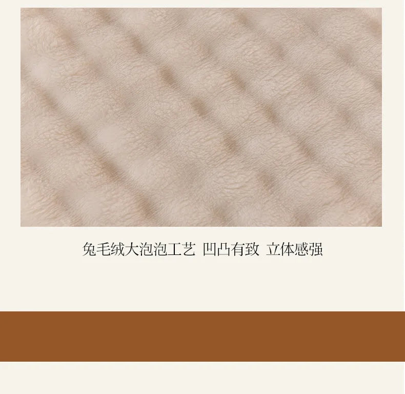 2025 new solid color simple blanket imitation rabbit velvet super soft plush blanket high gram weight sofa blanket winter warmth