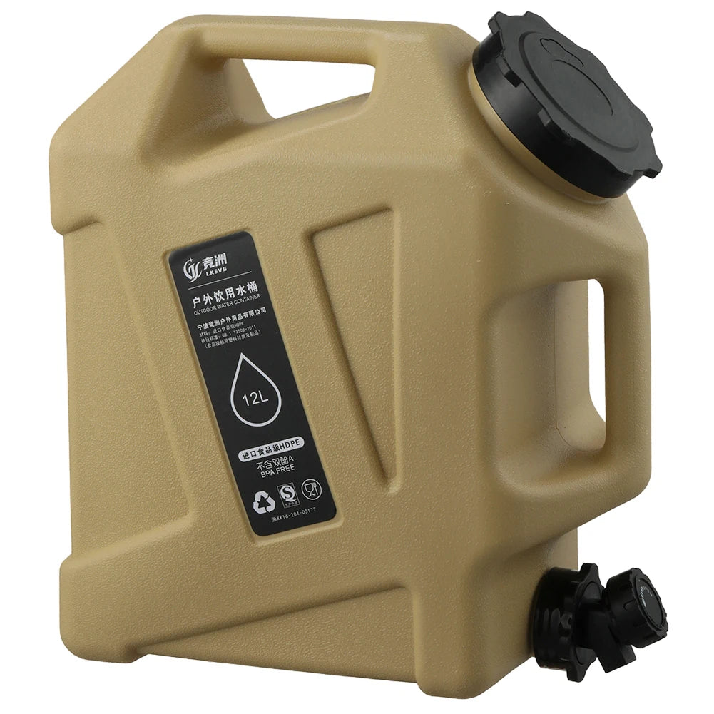 12L Water Storage Container No Leakage Water Storage Carrier Portable Large Capacity Outdoor Hiking Accessories