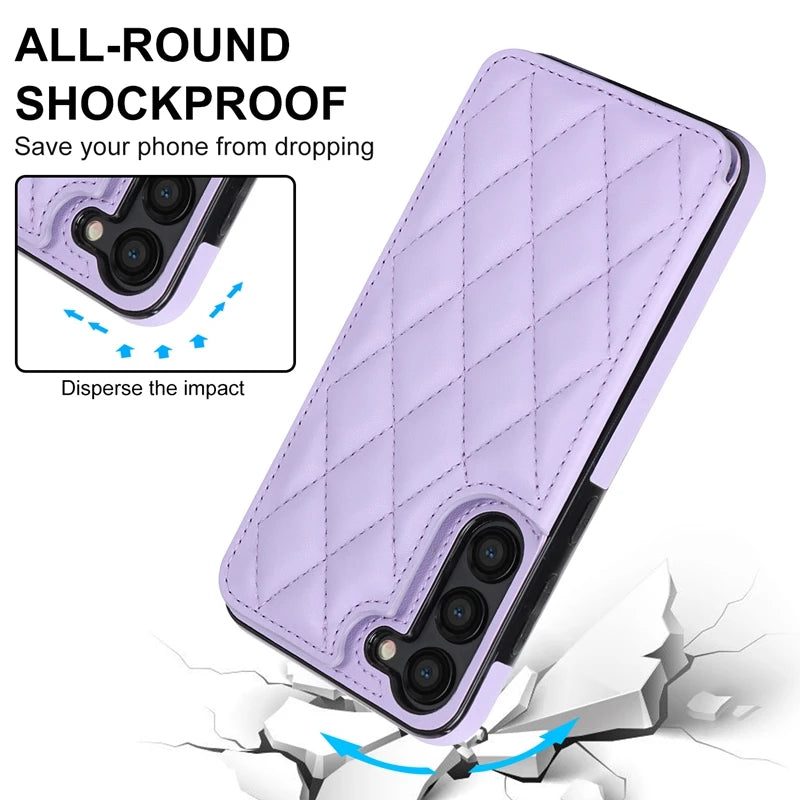 Wallet Small Fragrance Card Insert Leather Case For Samsung Galaxy A71 A56 A55 A54 A53 A52 A51 A36 A35 A26 A17 A16 A15 A14 A13