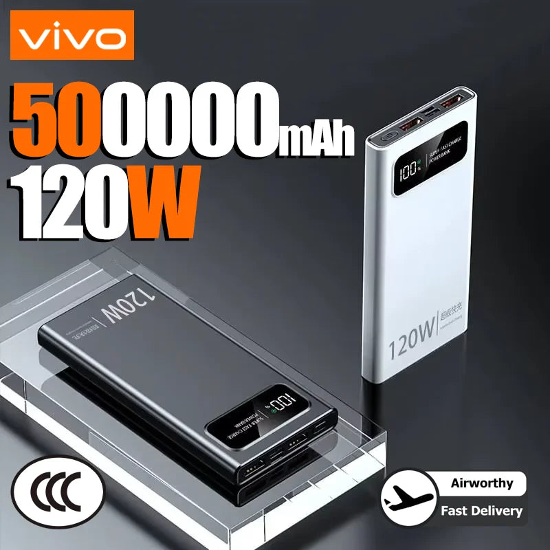 VIVO 120W Power Bank Super Fast Charging 200000mAh Large Capacity Portable External Battery For Mobile Power Bank For IPhone