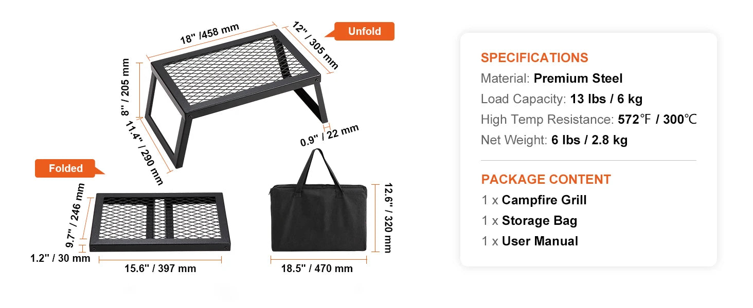 SucceBuy 18/24in Barbecue Charcoal Grill Outdoor Home Appliance for Outdoor Cooking Camping Picnics Beach