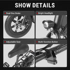 DYU C3 Adult Electric Bicycle, 250W city ebike, 36V 7.5AH E-bike, 14 Tire Foldable Electric Bike