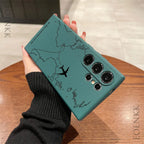 Silica gel Phone Case For Samsung Galaxy S25 S24 Ultra S23 S22 S21 S20 Ultra FE Plus Note 10 20 Lite Airplane Route Desian Cover