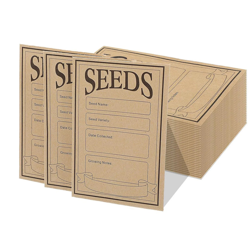 100/200PCS Brown kraft Paper Seed Packets Self-adhesive Storage Seed Coin Bags Envelopes for Plant Flower Vegetable Collection