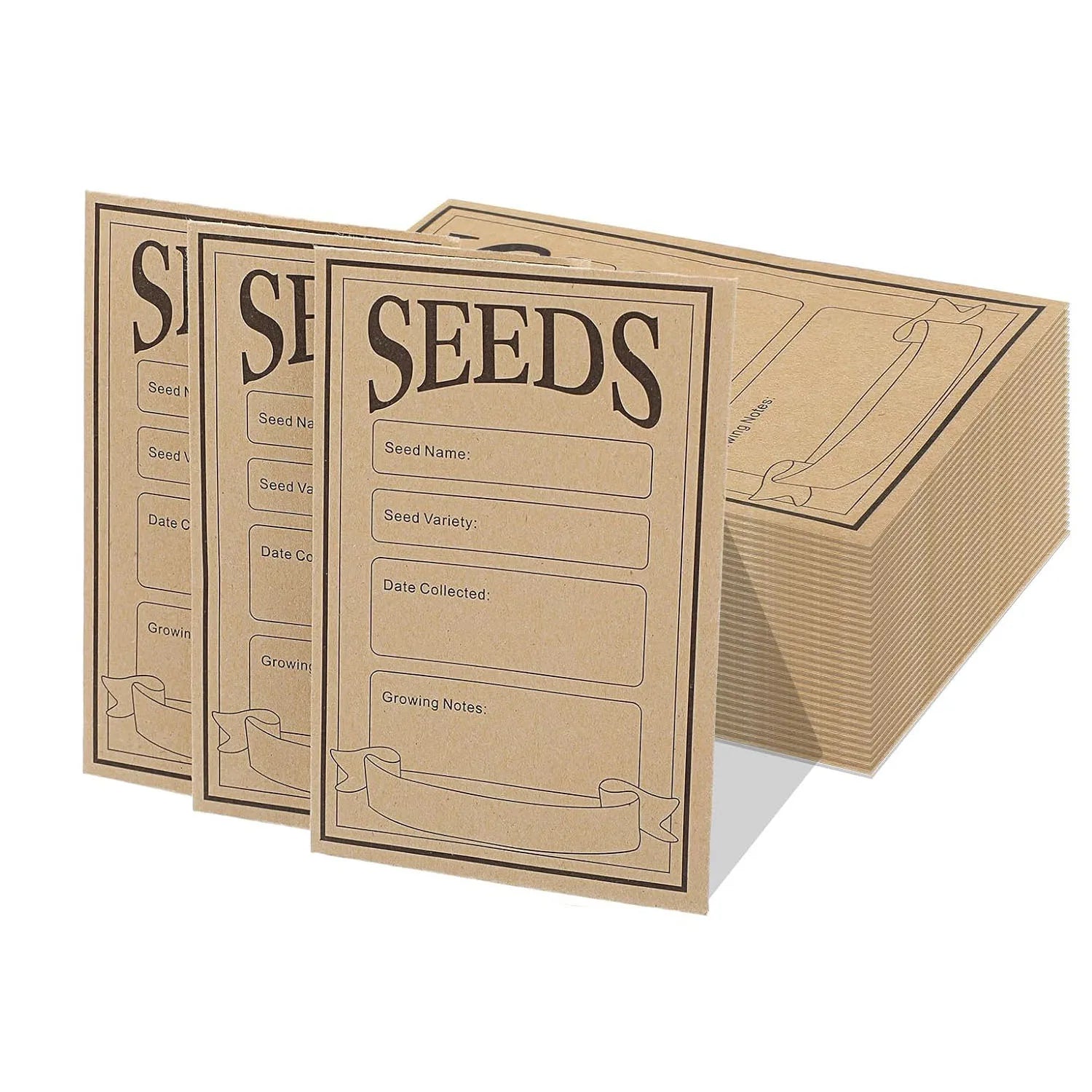 100/200PCS Brown kraft Paper Seed Packets Self-adhesive Storage Seed Coin Bags Envelopes for Plant Flower Vegetable Collection