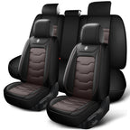 Car seat cover, 5-seater universal, suitable for 90% of 5-seater models，Waterproof leather car interior, (Black/Red)