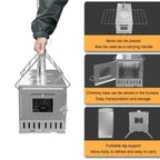 Portable Camping Wood Burning Stove Stainless Steel Tent Stove with 7 Chimney Pipes for Outdoor Camping, Heating