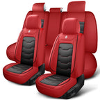 Car seat cover, 5-seater universal, suitable for 90% of 5-seater models，Waterproof leather car interior, (Black/Red)