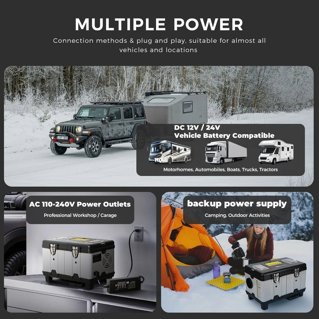 8KW Diesel Auxiliary Heater 110-220V AC and 12/24V DC With High-Altitude Mode & Ventilation Mode Ultra Quiet Portable Heater