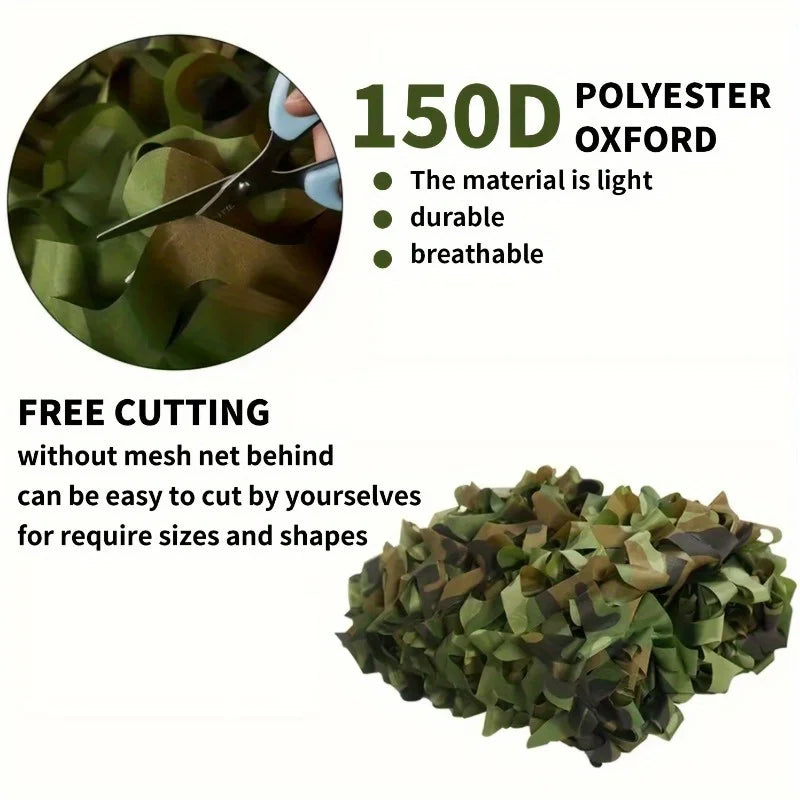 Camouflage Net Bulk Roll - Shade Net for Hunting, Home Decor, Paintball, Bird Watching, Camping, Car Cover, and Theme Party Deco