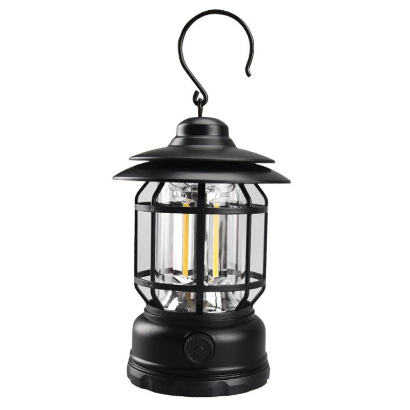 LED Camping Lantern, Handheld Infinite Dimming, Type-C Fast Charging, Rotary Switch & Hook for Home Hiking Fishing Night Walks