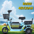 800W48V 70km folding electric tricycle small leisure vehicle for adults to ride three people portable battery car for home use
