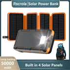 Portable Solar Power Bank,50000mAh External Solar Power Supply,Compatible with IOS Android USB-A And USB-C Charging Outdoor Camp