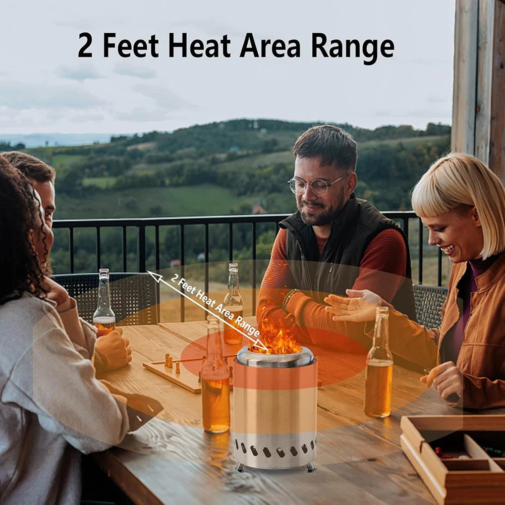 Smokeless Tabletop Fire Pit Stainless Steel Indoor Outdoor Table Top Firepit Portable Mini Stove for Outside Patio Camping