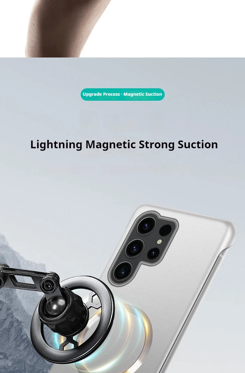 Thin Metallic Paint PC For Magsafe Magnetic Case For Samsung Galaxy S25Ultra S25 S24 S23 S22 Plus Ultra Borderless Cooling Cover