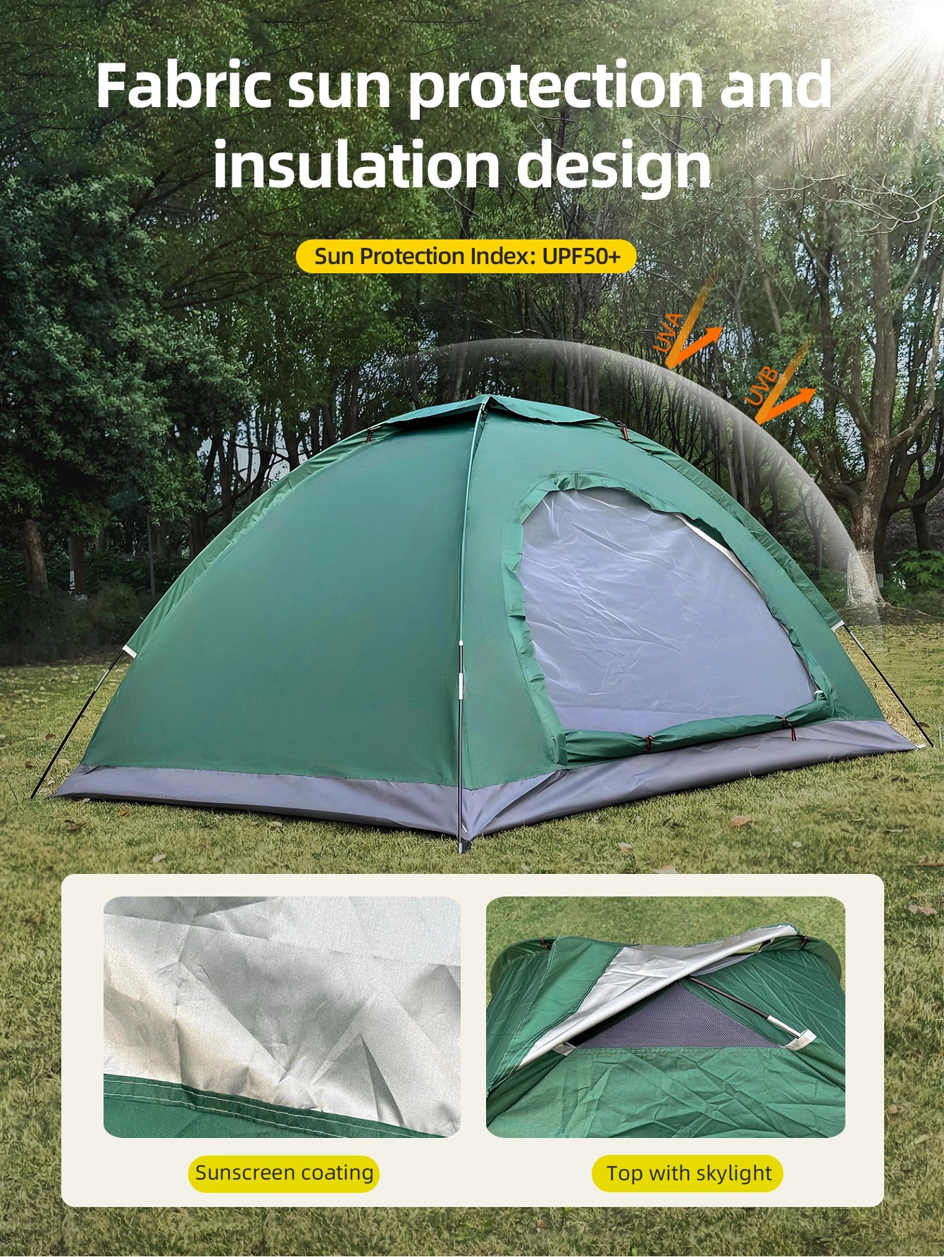 Outdoor camping tent, hand-built rain and sun protection hiking tent, double bed for couples and children, portable windproof