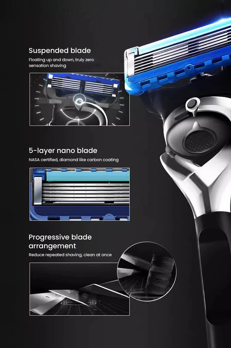 Gillette Fusion 5 ProGlide Razor Premium Edition Flex Ball Tech 5 Layers Ultra Thin Blades Shaving Machine with Mangetic Stand