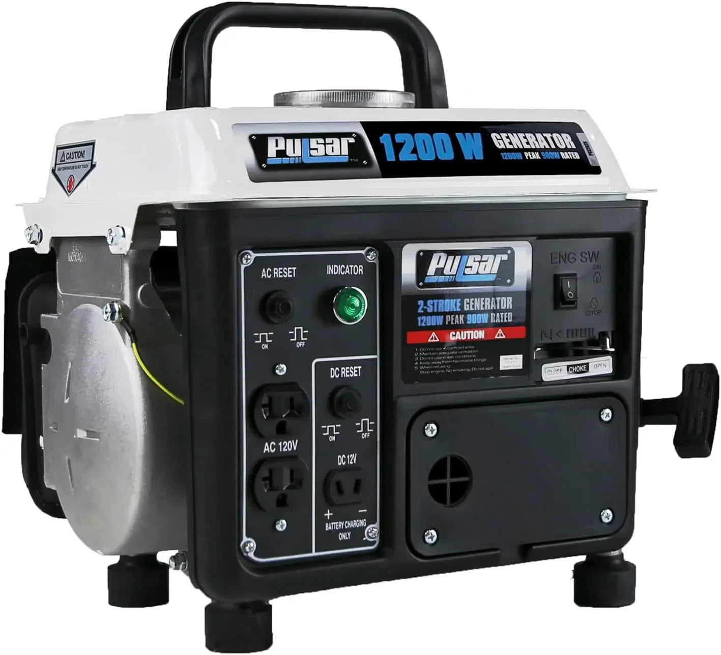 [XMSJ]XMSJ-1,200W Carrying Handle, PG1202SA Gas-Powered Portable Generator, 1200W, Black/White