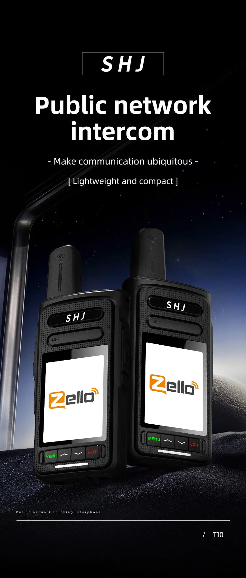 Zello POC Radio 2.4" Android 8.1 Smart Walkie Talkie, 4G SIM/WiFi, 100-Mile Long Range, Bluetooth Handheld Radio