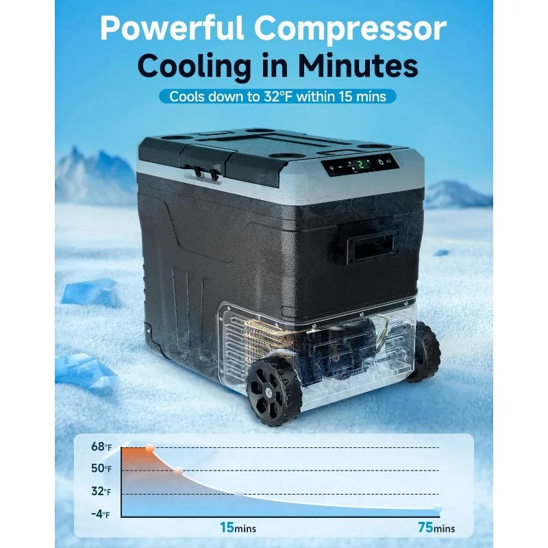 Car Fridge Portable 12 Volt Refrigerator - 53 Quart(50L) Electric Cooler with 12/24V DC&110-240V AC for Truck Van RV Camper SUV