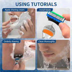 Men's manual safety razor, equipped with precision 5-layer stainless steel blades and ergonomic metal handle, 4-20 replacements