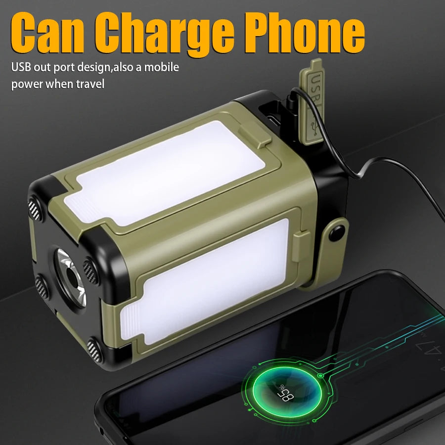 Solar Rechargeable LED Camping Lamp 4 Leaf Foldable Tent Lamp Warm Fire Atmosphere Lamp Outdoor Emergency Lighting Torch Lantern