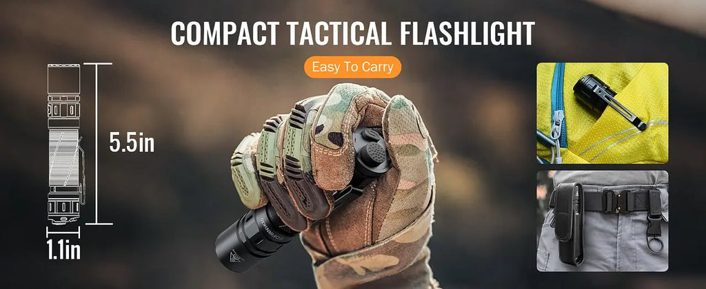 SOFIRN SK30 Tactical Rechargeable 6000K Flashlight 3000 High Lumen Pocket 21700 LED with Dual Tail Switches