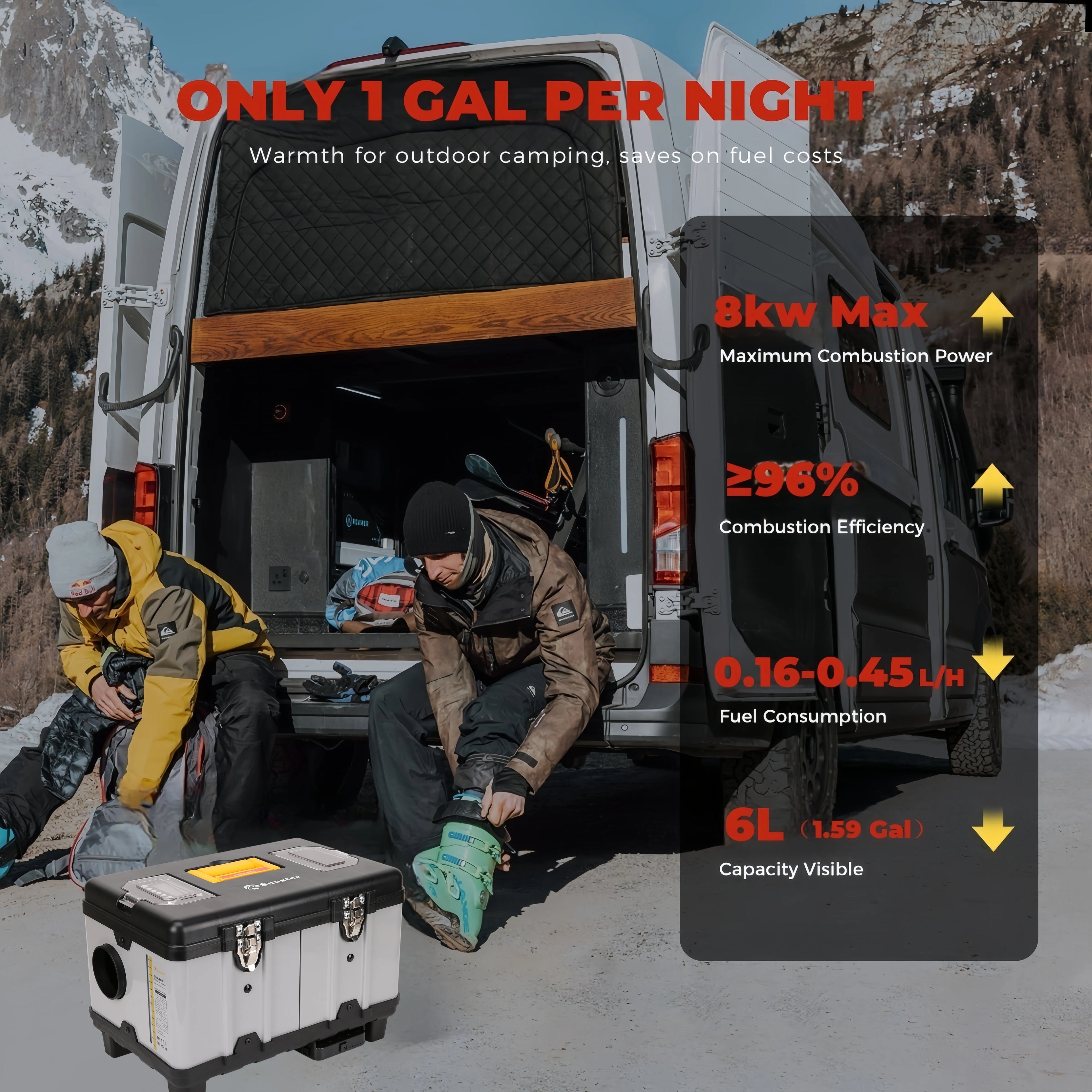 8KW Diesel Auxiliary Heater 110-220V AC and 12/24V DC With High-Altitude Mode & Ventilation Mode Ultra Quiet Portable Heater