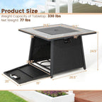 35-Inch Propane Gas Fire Pit Table with Lava Rocks PVC Cover Wicker Rattan for Outdoor Entertaining