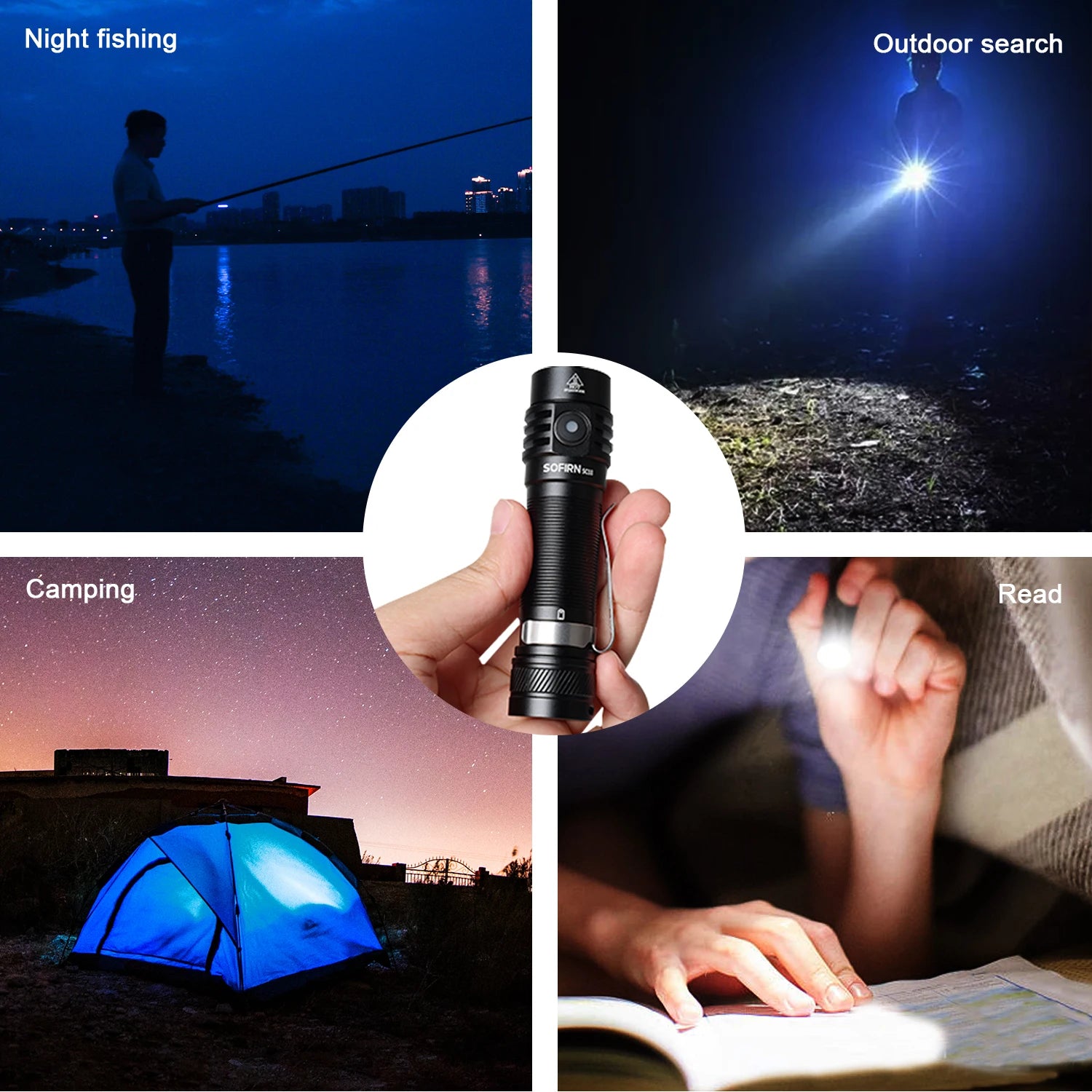 Sofirn SC18 1800lm EDC Flashlight USB C Rechargeable SST40 LED 18650 Torch TIR Optics Lens Lantern with Power Indicator