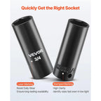 VEVOR 1/4, 3/8 & 1/2 Inch Drive Impact Socket Set, 210-Piece Full Metric/Standard with Extensions & Universal Joint, 3 Cases