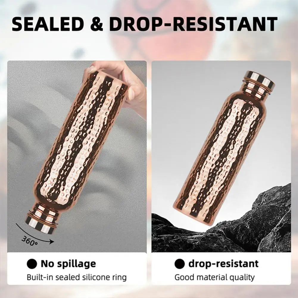 800ML Copper Sports Water Bottle Hammer Pattern Large Capacity Leakproof Cycling Gym Fitness Electroplating Drinking Cup 2025